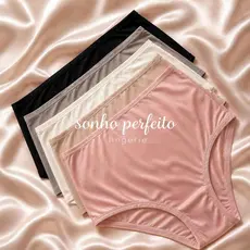 Calcinha Plus Size Senhora Conforto Pós Parto Cós Alto Tangão Calçola