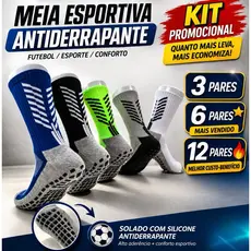Kit Meiões Futebol Infantil/Juvenil Antiderrapante – 2 a 5 Pares | Conforto e Durabilidade | Cores Sortidas