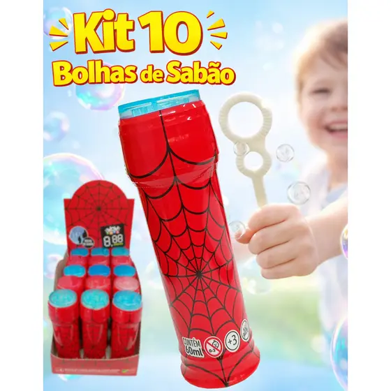 Kit 10 Bolha Sabão teia aranha Lembrancinhas de aniversário infantil bolinha festa sacolinha homem