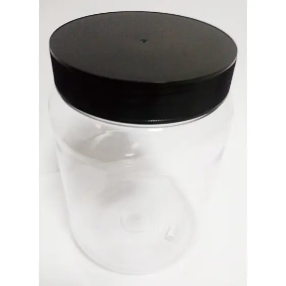 4 Potes Plástico De 1 Kg Transparente E Tampa Roscada Preta