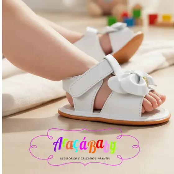 Sandália Bebê Feminina com Laço Delicado – Confortável, Leve e Antiderrapante | Araçá Baby