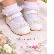 Sapatilha feminina infantil menina bebê pérolas primeiros passos