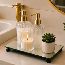 Bandeja Decorativa Luxo Espelhada para Organização e Estilo Pés Elevados Porta Perfumes