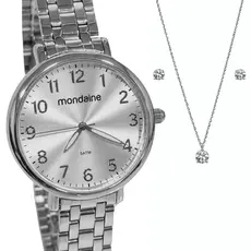 Relógio Mondaine Feminino Analógico Prateado Kit 53779L0MVNE3K3