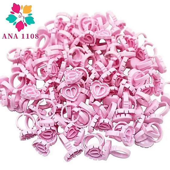 ANA 1108 Kit 1200unidade Anel Batoque Coração Descartável Cola Micropigmentação Henna Cílios Sobrancelhas