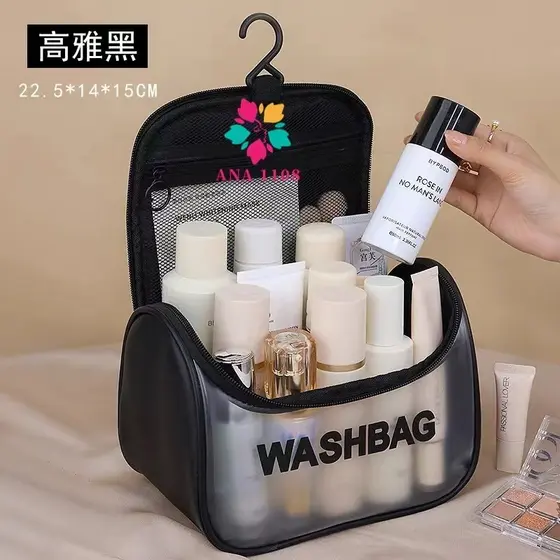 ANA 1108 Bolsa Mala de Mão Organizadora Necessaire Transparente Impermeável Washbag Multiuso Make Cosméticos