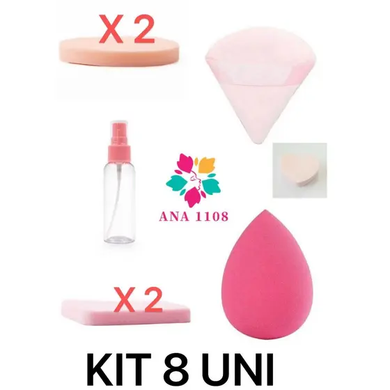 ANA 1108 KIT8 Pçs Esponja Macia Rosto Maquiagem Pó Puff Ferramentas De Beleza