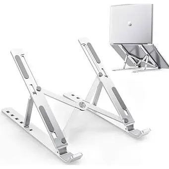 Suporte Para Notebook Base Dobrável de Alumínio Ergonômico Ajustável Fino Portátil Com Estojo