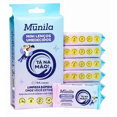 LENÇO UMEDECIDO TÁ NA MÃO MUNILA PACK C/8 MINI LENÇOS LIMPEZA RÁPIDA PARA BOLSA