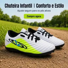 Chuteira Menino Infantil Para Quadra Sintética | Ajuste e Com Travas Para Velocidade | COMPRE AGORA!
