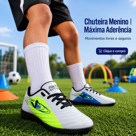 Chuteira Menino Society | Máxima Aderência Para Dribles Rápidos e Livres Do 26 ao 33 | COMPRE AGORA!
