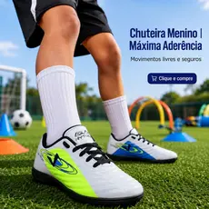 Chuteira Menino Society | Máxima Aderência Para Dribles Rápidos e Livres Do 26 ao 33 | COMPRE AGORA!