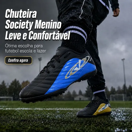 Chuteira Society Infantil Menino | Confortável e Resistente Para Seu Filho Jogar Muito | CONFIRA JÁ!