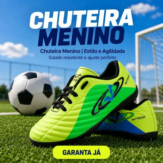 Chuteira Menino De Futebol | Estilo e Agilidade Com Ajuste Perfeito Para Seu Filho | GARANTA JÁ!