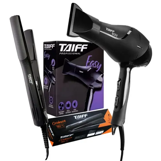 Kit Taiff Secador Easy 1700W e Prancha Taiff Cerâmica 180ºC