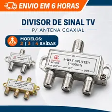 Divisor Sinal Antena TV Splitter Coaxial 2 3 4 Vias Saídas Digital VHF UHF FM Distribuidor Blindado