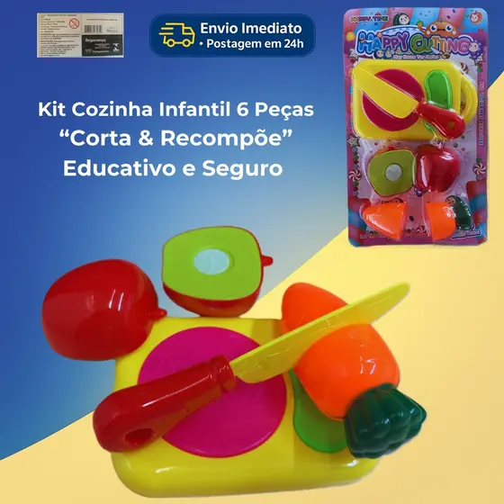 Kit Cozinha Infantil 6 Peças com Velcro – Altimix | Educativo 3+ | Inmetro