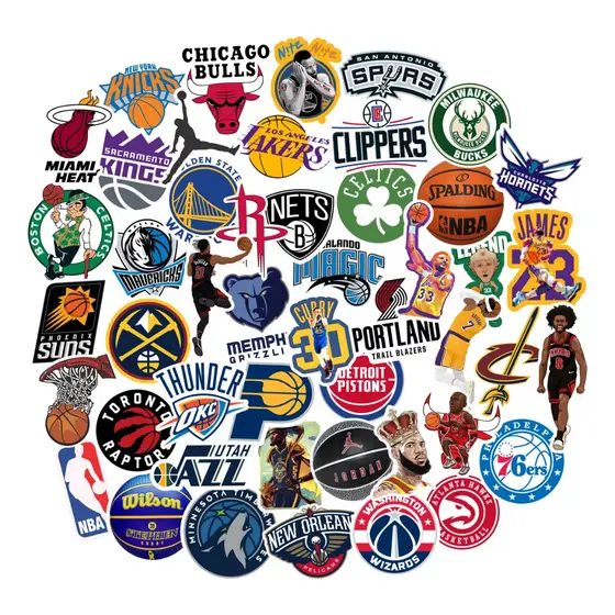 Kit 49 Adesivos Times De Basquete Basquetebol Basketball