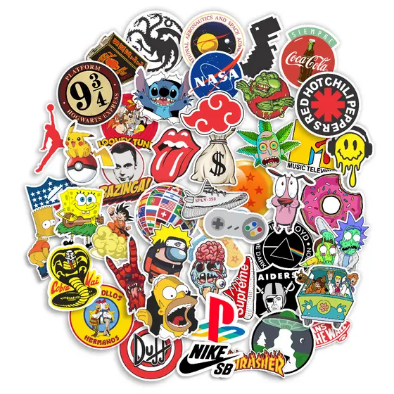51 Adesivos Carro Retro Moto Caminhão Bike Skate Nerd Geek Personagens Série