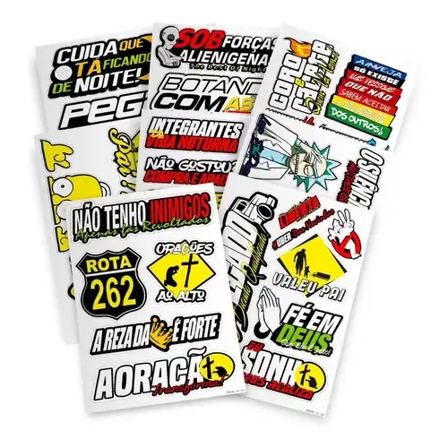 Kit 8 Super Cartelas De Adesivos Carro Moto Caminhão Bike A