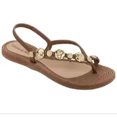 Sandália Rasteirinha Terra & Água Feminina Palmilha EVA Confortável Dourada Chinelo Original 260113