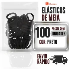 Pacote com 100 Elástico De Meia PRETO Super Resistente Pacotão Xuxinha de meia