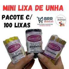 Kit de Mini Lixas de Unha – 100 a 500 Unidades | Preta - Parda - Canário - Rosa | 8cm