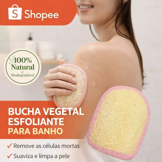Bucha Vegetal Oval Esfoliante para banho 1, 2 ou 3 Peças