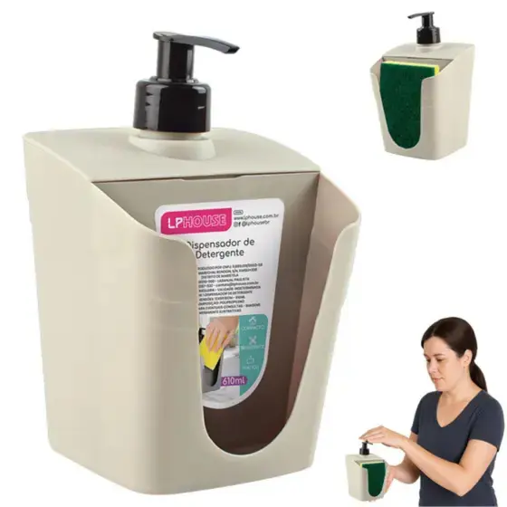Dispenser Porta Detergente e Esponja Fendi LP House 610 ml
