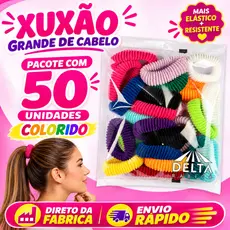 50 Xuxão Grande Colorido / Xuxinha de cabelo / Elastico / Rabico Delta / Pacotão