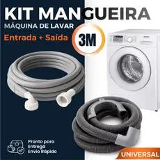 Kit (3 Metros) Mangueira Entrada + Saida maquina de lavar - universal - todos os modelos