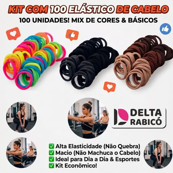 Pacote com 100 Elástico De Meia Super Resistente Pacotão Xuxinha de meia