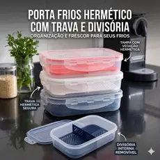 Porta Frios Hermetico Tampa com trava e Divisoria