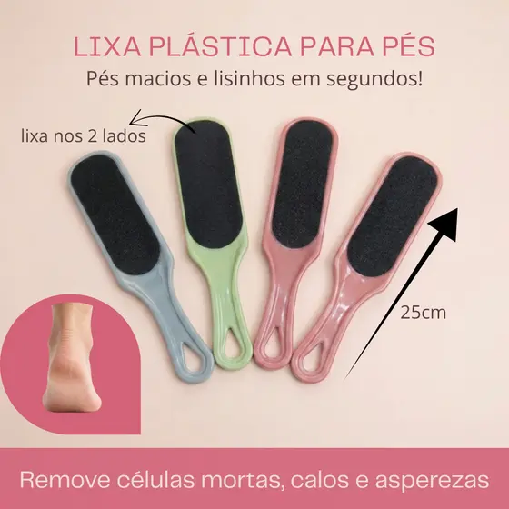 Lixa Plástica para os Pes (Lixa Preta) LIXA NOS 2 LADOS - CORES SORTIDAS