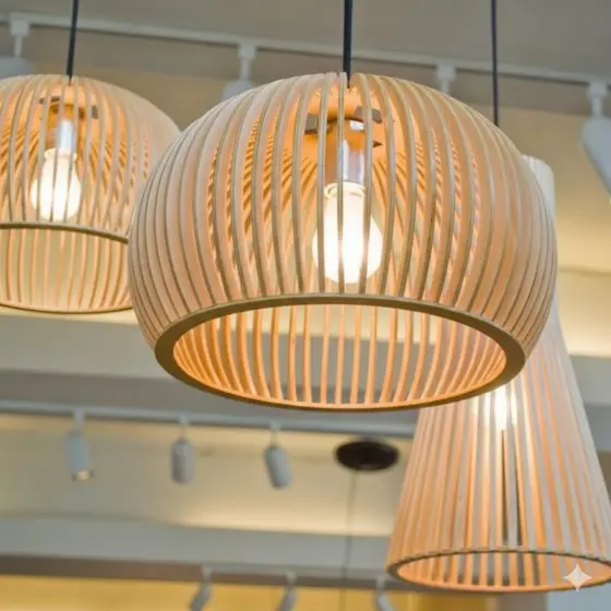 Lustre de Teto Pendente Luminaria de Teto Pendente MDF 36cm Grande