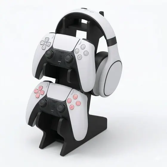 Suporte De Controle De Vídeo Game Headset Fones Gamer - X Box One Ps4 Ps5 Fone Mdf Preto