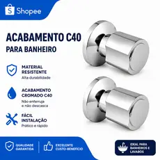 Kit 2 Acabamento Registro C40 Gaveta e Pressão Padrão Docol Cromado Metal Banheiro Lavabo Chuveiro