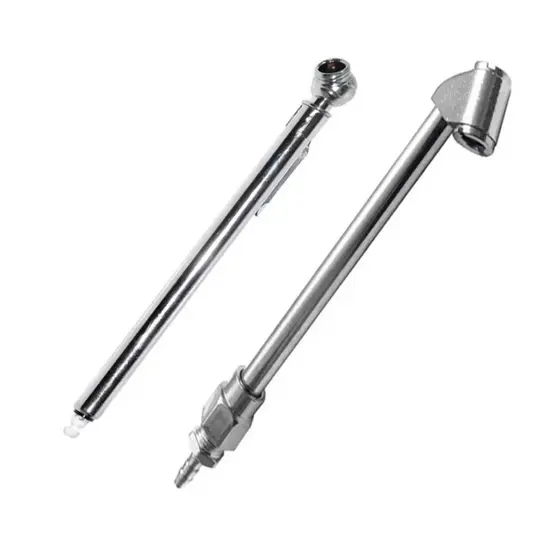 Calibrador De Pneu E Bico Duplo Encher Pneu Tipo Lápis Inox