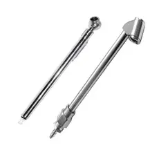 Calibrador De Pneu E Bico Duplo Encher Pneu Tipo Lápis Inox