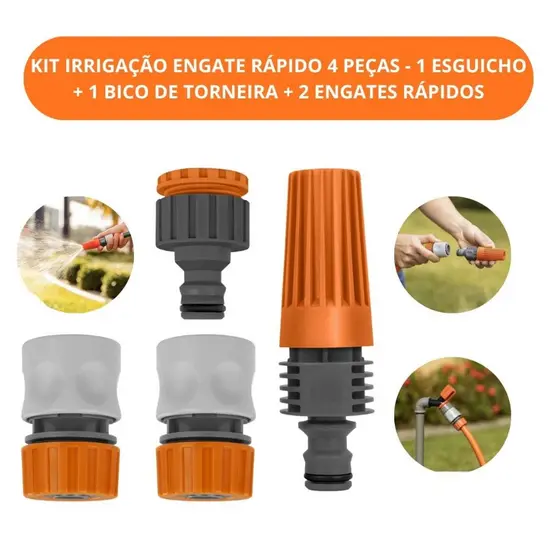Engate Rápido Esguicho Regulável Bico De Torneira Kit Para Mangueira De Jardim 1/2 Tramontina