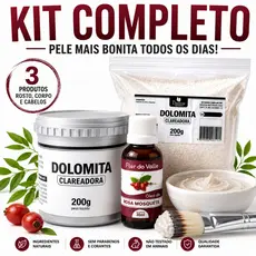 Kit Dolomita Clareadora 400g + Óleo Rosa Mosqueta 30ml Facial Corporal Capilar