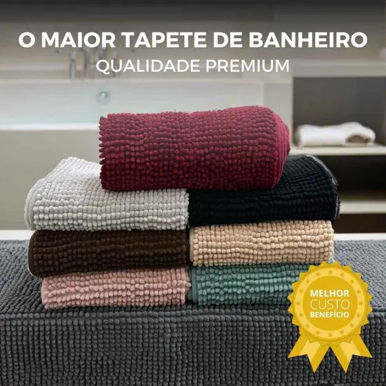 Tapete GRANDE Banheiro 50x100cm Antiderrapante Bolinha Microfibra Macarrão Luxo Várias Cores