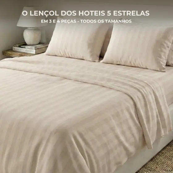 Jogo de Lençol Padronado Micro Percal Penteado 3 peças 500 Fios Cama Solteiro Casal Queen King