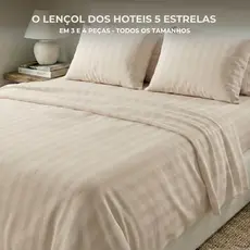 Jogo de Lençol Padronado Micro Percal Penteado 3 peças 500 Fios Cama Solteiro Casal Queen King