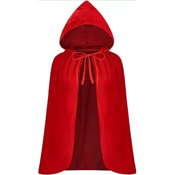 Capa Chapeuzinho Vermelho Curta com Capuz Adulto Cetim