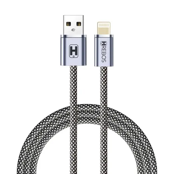 Cabo Lightning iPhone 18W 1M Nylon Trançado Hrebos Premium CB-267I USB Carregamento Rápido