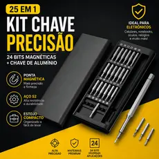 Kit Chave de Fenda Precisão 25 em 1 com 24 peças para Celular Notebook PC Câmera Eletrônicos