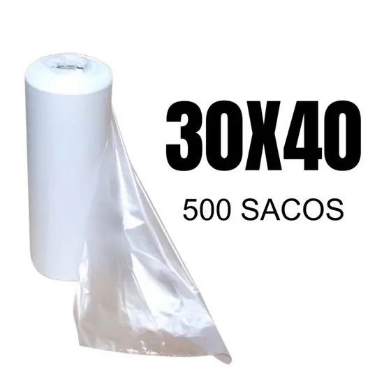 Bobina Saco Plástico Picotado 30x40cm Transparente para Alimentos com 500 Unidades