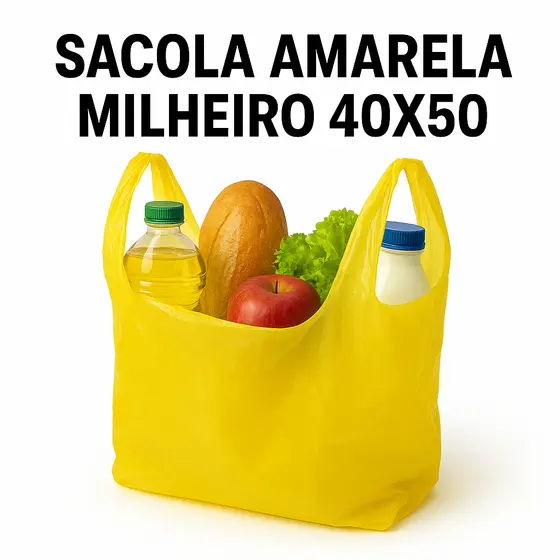 Sacolas Plásticas Amarelas 40x50cm Reforçadas Milheiro com 1000 Unidades