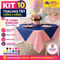 Kit 10 Toalhas TNT 1x1m + 10 Cobre Manchas 70x70cm Festa Infantil Aniversário Decoração Mesa